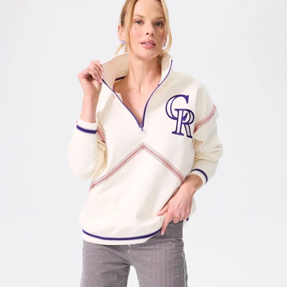 ROCKIES QUARTER ZIP WITH BASEBALL STITCH